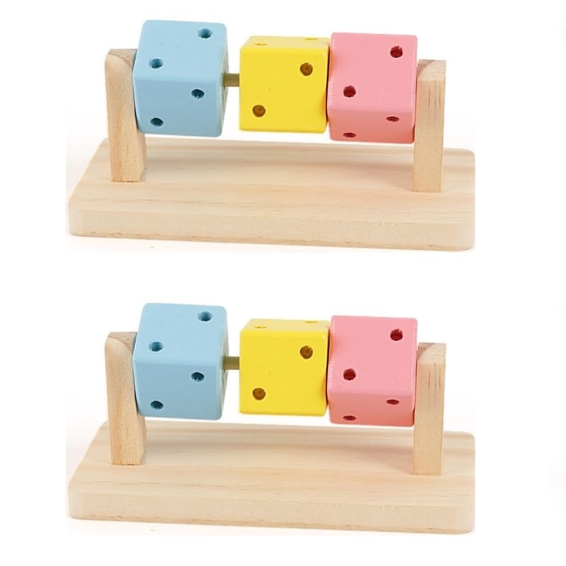 Juguete for hámster, 2 Piezas, Juguete masticable for Conejo, Plataforma de Madera con Bloques de Madera de Colores, Juguete for moler hámster.,Juguetes para hámster