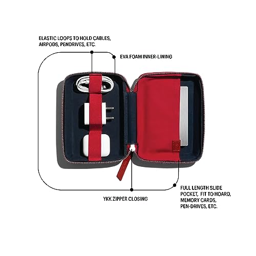 DailyObjects Leather Travel Electronic Accessories Storage Bag | Portable Gadget Organizer Case | Tech Kit Pouch for Cables, Drives, Chargers, Adapters, Power Banks | Charger Wire Organiser - Red 3 41wdrBG87KL