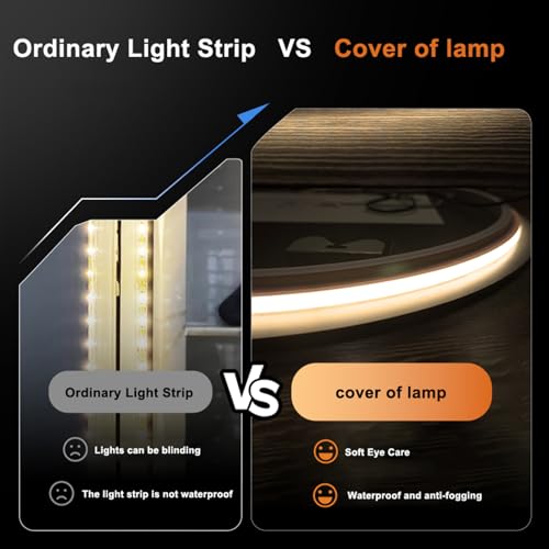 Miroir LED asymétrique antibuée à intensité variable pour salle de bain - 3