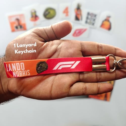 Image of TenorArts Lando Norris F1 Gift Box Merchandise for Fans - 5x7 Inches Laminated Photo Frame,1 Keychain, 1 Badge, 4 4x6 inches Posters, 10 Multi sized F1 Stickers - 5 items in 1 Box | Perfect for Gifting F1 Fans