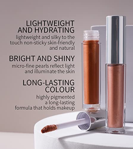 Vodisa Liquid Glitter Eyeshadow, Shimmer Cream Eye Shadow Quick-Drying, Non-Sticky, Blendable Long Lasting Waterproof Brightener Shiny Highlighter Eye Shadow Make Up Set 01 #TOP7