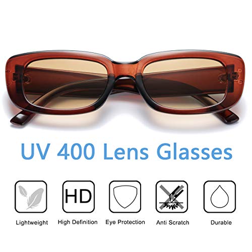 Image of Vintage Rectangle Sunglasses for Women Men 90s Fashion Narrow Square Frame Eyewear UV400 Protection