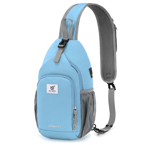 Image of SKYSPER Sling Bag RFID Crossbody Sling Backpack Cross Body Shoulder Bag Travel Hiking Daypack for Women Men(Lightblue)