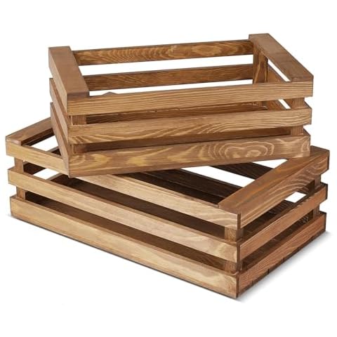 Flexzion Vintage Wooden Storage Crates Set Cover
