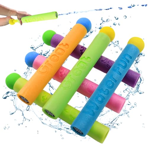 PIWOSGOL 6 Stück Wasserpistole Kinder, 21.5cm Wasserpistole Schaumstoff Bunt, 7m Reichweite Spritzpistole Kinder, Wasserspritzpistole für Jungen und Mädchen Strand Pool Sommerfest Spielzeug