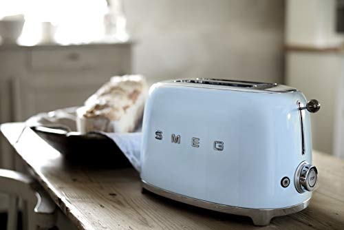Image of SMEG 2 Slice Toaster with 6 Presets and Defrost Function and Removable Crumb Tray TSF01PBUS, Pastel Blue
