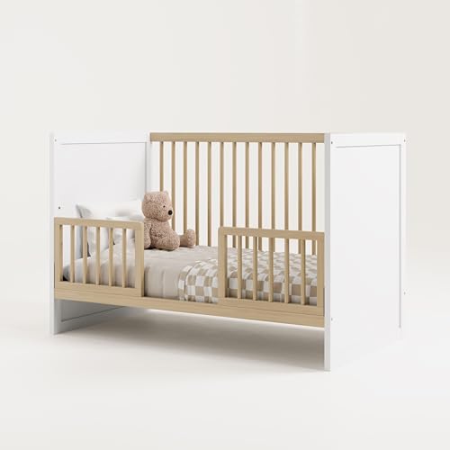 Image of Storkcraft & Graco Toddler Safety Guardrail Kit with Dowels (Driftwood) - GREENGUARD Gold Certified, Converts Compatible Storkcraft & Graco Crib to Toddler Bed, Kit Includes 2 Toddler Guardrails