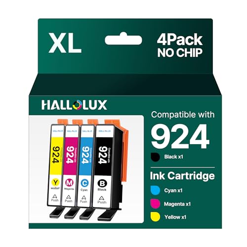 HALLOLUX 924 Druckerpatronen für HP 924 Patronen Multipack für HP Officejet Pro 8120e Patronen (4er-Pack Kein Chip)