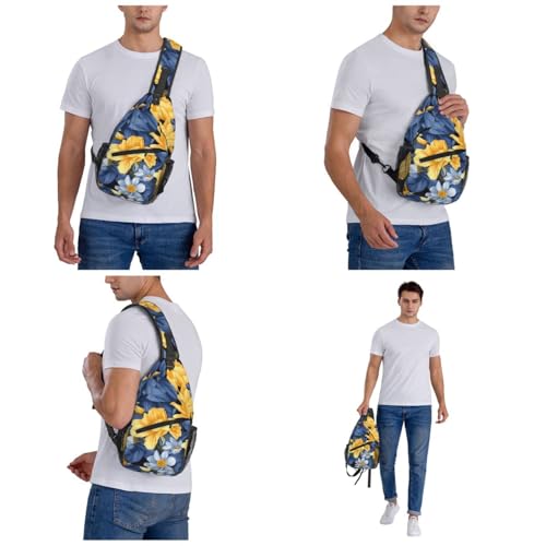 Bolso Cruzado Floral Negro para Hombre y Mujer miniatura 7