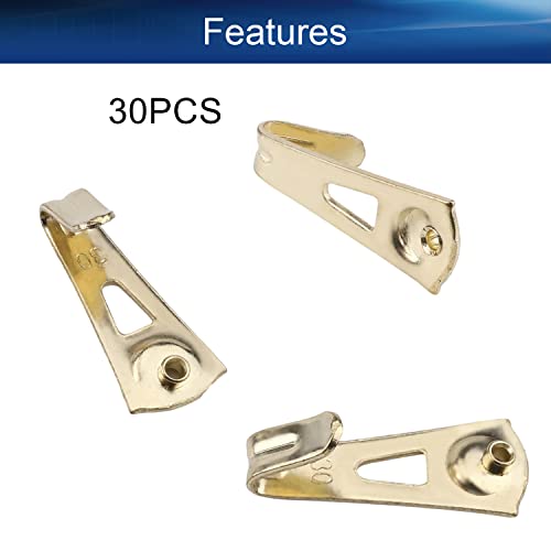 Image of Picture Hangers 1mm Thick Picture Hooks with Nails Professional Picture Hanging Kit, for Office Pictures Clock House Decoration Wall Mounting Brass Tone 30pcs