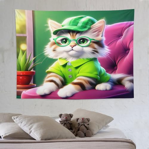 Tapisserie murale chat mignon idée cadeau originale pour passionnés de félins