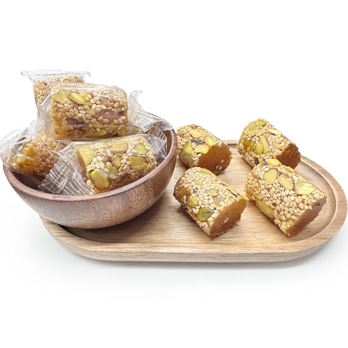 Image of NY Spice Shop Malban Araysseh with Sesame and Pistachios - 1 Pound Traditional Middle Eastern Nougat Candy with Chewy Malban Roasted Pistachios & Sesame Seeds - Individually Wrapped Mediterranean Sweet Treat