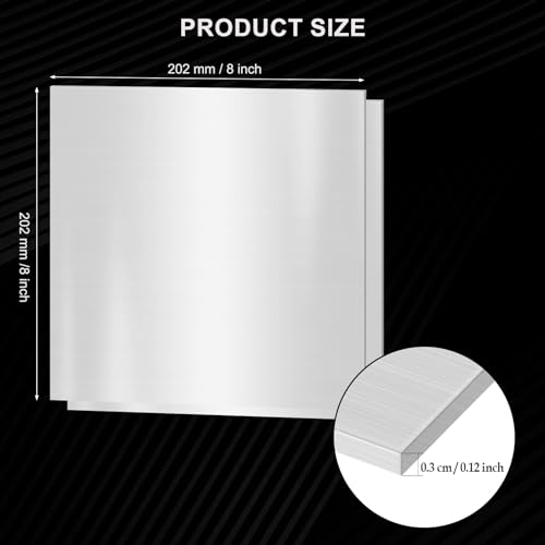 Image of 8 x 8 x 1 /8 Inch 304 Stainless Steel Sheets, 1 /8 Inch(10 Gauge) Thickness Stainless Steel Plates Stainless Steel Shim Plates Metal Sheets for Kitchen DIY Craft Making