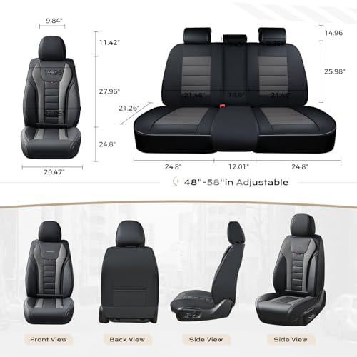 Image of Coverado Car Seat Covers Full Set, Seat Covers for Cars, Front Seat Covers and Back Seat Cover Waterproof Leather Automotive Seat Cover, Universal Car Interior Protectors Cushion for Most Cars