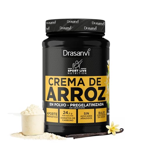 Drasanvi SPORT LIVE CREMA DE ARROZ by - Bajo contenido en grasa - Disolución instantánea - Sin azúcares añadidos - VEGANO - SIN GLUTEN - Sabor VAINILLA - 1kg