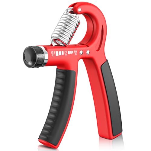 FitBeast Grip Strengthener Forearm Strengthener Adjustable Hand Grip for Strength Training & Rehabilitation 10-132 lbs Resistance Ideal for Athletes and Physical Therapy (1 Piece Red)