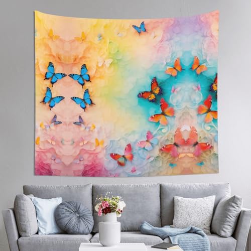 Tapisserie papillon décoration murale salon pour masquer un mur nu