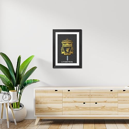 Image of TenorArts Liverpool Poster 3D Golden Leather Textured Logo Laminated Photo Frame Painting with Matt Finish Black Textures(12 inches x 9inches)