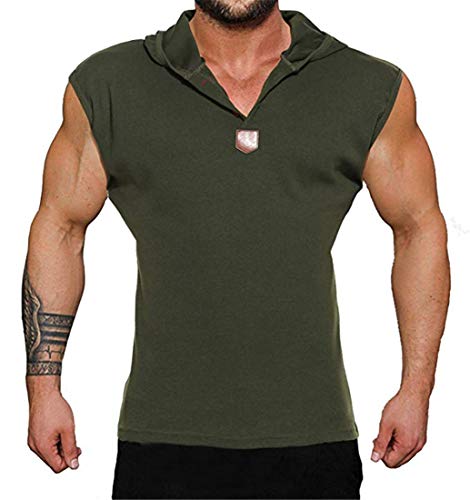 COWBI Hombres Culturismo Camisetas de Base Tirantes Deportivo Fitness Gimnasio Chaleco Encapuchado Cover