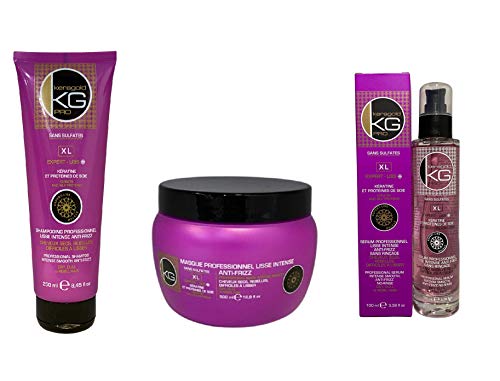 Pack Expert Liss XL KERAGOLD PRO sans sulfates à la kératine avec shampoing masque et sérum