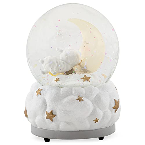Lamb And Moon Bless Musical Snow Globe Plays Tune Twinkle Twinkle Little Star #TOP2