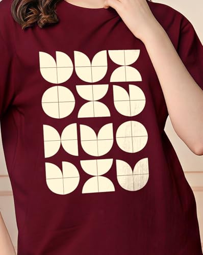 Image of Women's Half Sleeve Oversize Tshirt Graphic Printed Round Neck T-Shirts for Women