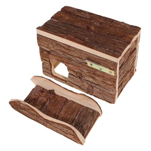 MINAOLULUS ハムスター巣 木製シェルター 耐久性 かじり木適応 チンチラ モルモット用快適隠れ家 小動物用健康促進ハウス