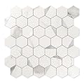 OYASIMI Hexagon Peel and Stick Backsplash for Kitchen Wall,20 Sheets Heat Resistant Stick on Backsplash PVC Tiles, 12'' Gray White Marble Waterproof Peel and Stick Tile for Bathroom