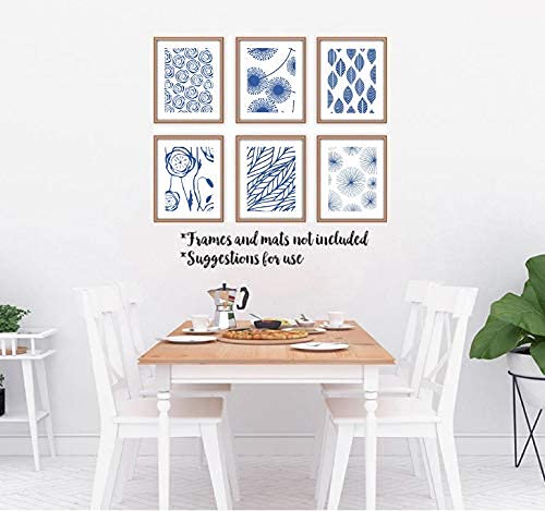 Miniatura 5 de Mid Century Modern Wall Art Prints - Botanical Abstract Pattern Wall Decor - (Set of 6) - 8x10 - Unframed (Blue)