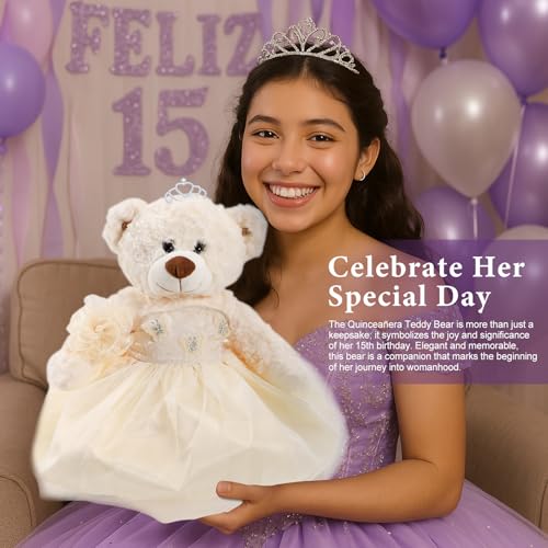 Muñeca Quinceanera Teddy Bear con Vestido, Decoración 15 Años miniatura 4