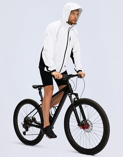 Image of Bikewa Men's Cycling Rain Jackets Waterproof Running Bike Windbreaker Lightweight Packable Hooded Jacket