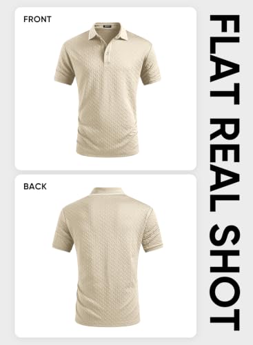 Image of JMIERR Mens Casual Polo Shirt Short Sleeve Vacation Button Summer Beach Knit Stretchy Golf Shirts