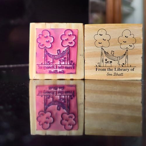 Image of Kunya Personalised Book Stamp with Your Name(3.5 cm Dia), customised for Stamping Books for Readers, Great Gift for booklovers, Kids, Teachers (Lazy Reader)