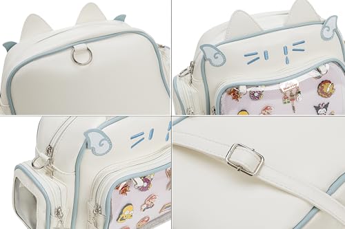 Kawaii Ita Bag Crossbody Bag Cute White Cat Backpack Girls Shoulder Bags Pin Display with Insert