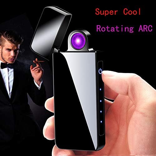 Lesbri Spinning Arc Plasma Lighter USB Rechargeable Windproof Electric Cool Lighter (Black)
