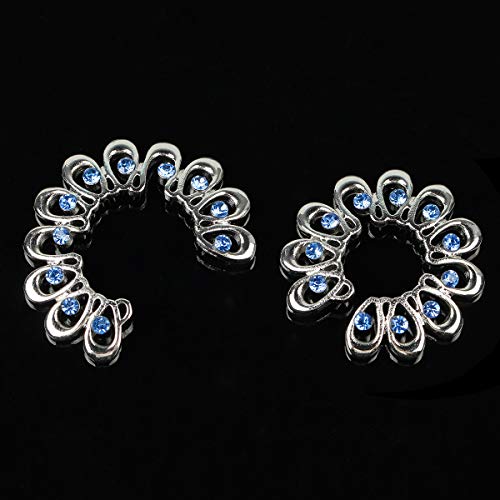 Crazypiercing GYJ-BLGEMSFNIPPLES2P 1Pair Surgical Steel Blue Faux Crysta Tribal Floral Clip thumb #2