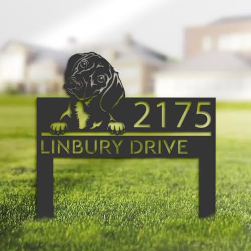 TiTaicor Customized Dachshund Dog Metal Address Sign House Number Dachshund Dog Plaque Outdoor Decor Stake Dachshund Sculptures Sign for Park Yard Lawn Courtyard Patio Ranch Farmer Gardening.