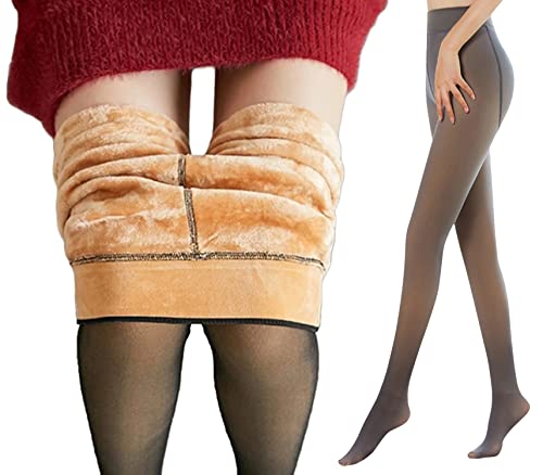 Premium-Leggings mit Teddyfutter für Damen durchscheinende Strumpfhose mit...