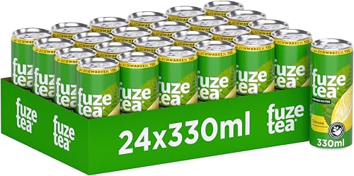 Fuze Tea Schwarzer Tee Zitrone - Erfrischungsgetränk mit gebrühtem Schwarztee und Zitronengeschmack - Eistee aus nachhaltigem Anbau - Eisteegetränk in Einweg Dosen (24 x 330 ml)