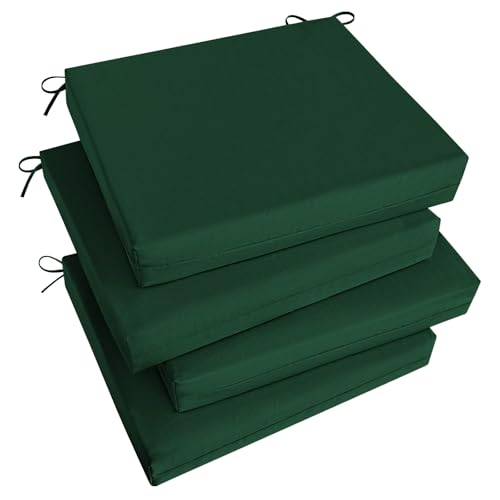 Image of Basic Beyond Outdoor Chair Cushions Set of 4, Square Corner Outdoor Cushions for Patio Furniture, Water Resistant Patio Chair Cushions with 2 Ties, 18.5x16x3, Forest Green