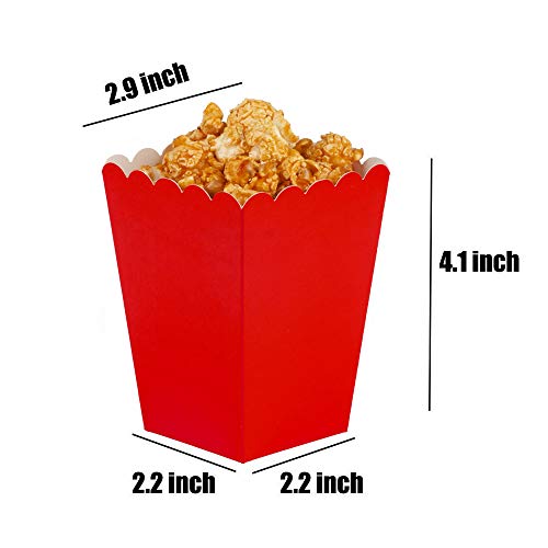 Image of Red Mini Popcorn Boxes - Cardboard Popcorn Containers for Party, Pack of 12