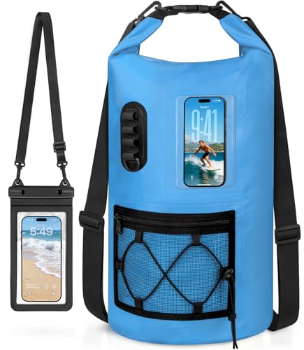 Mochila Bolsa Seca Impermeable con Funda de Teléfono Impermeable y Capacidad de 20L