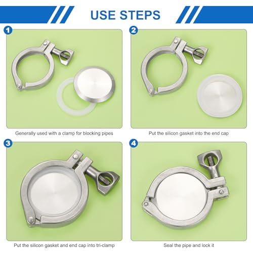 Tapa de abrazadera sanitaria tri de acero inoxidable 304 de 38mm para tuberías 5