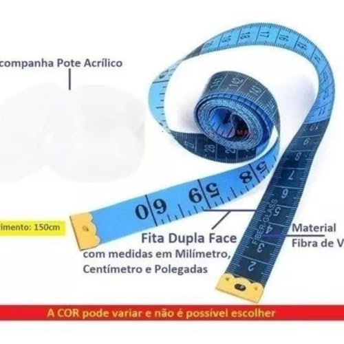 Fita Métrica 150cm Costura Corporal Medidas + Pote Acrílico TM-POTE