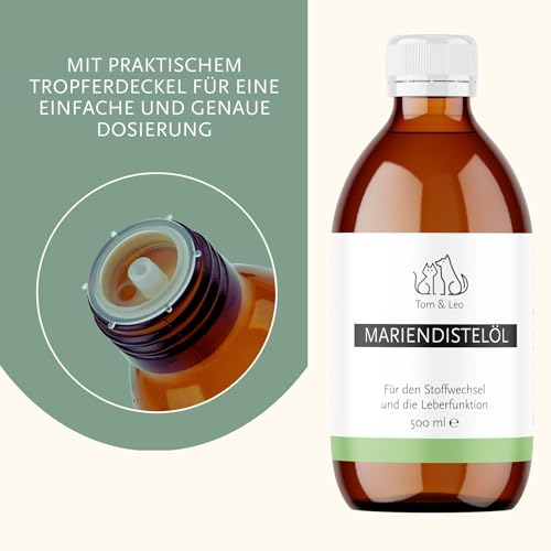 Tom&Leo Mariendistelöl Kaltgepresst 500ml - Für Hunde, Katzen & Pferde