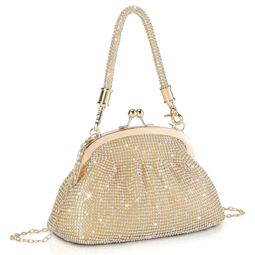 BAIGIO Vintage Clutch Damen Elegante Abendtasche Gold Clutch Tasche Perlen Elegant Handtasche Retro Umhängetasche für Party Hochzeit