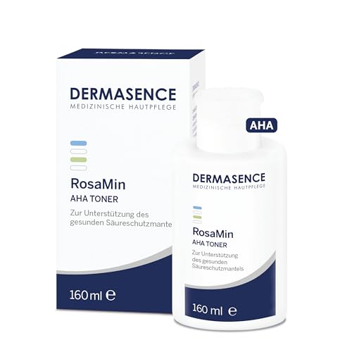 DERMASENCE RosaMin AHA Toner, 160 ml – Porenverfeinerndes Gesichtswasser mit AHA-Säuren, alkoholfrei & parfümfrei, ideal bei empfindlicher Haut, glättet den Teint, sanftes Peeling, vegan