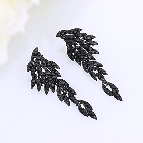 mecresh Retro Statement Angel Wings Wedding Crystal Rhinestone Cluster Chandelier Hollow Dangle Earrings Clip for Women's Day - Image 3