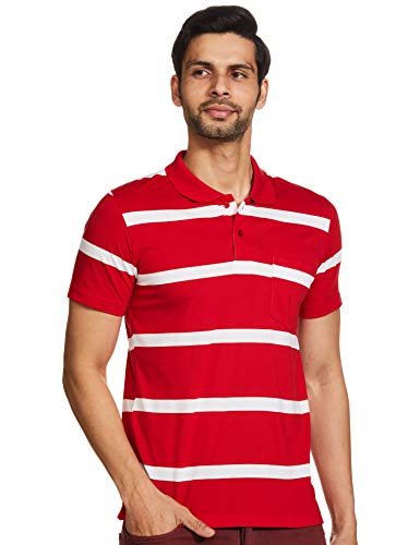 Image of Cazibe Men's Striped Regular fit T-Shirt (CZ9003 Red L)