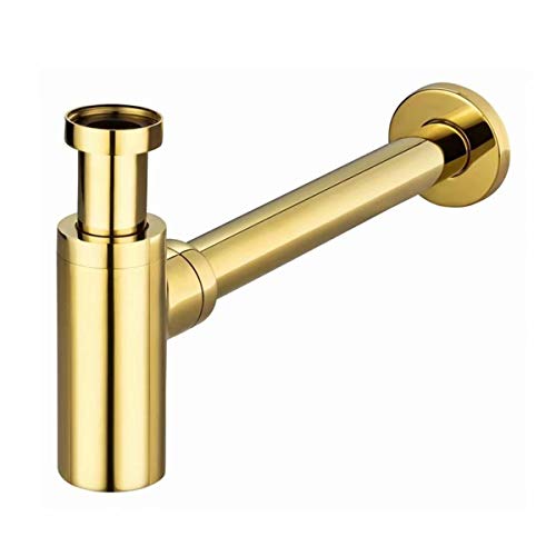 Super Brands ROLYA Luxurious Golden Bottle Trap Drain Siphon Basin Faucet P-Traps Pipe Into the wall drainage Plumbing tube